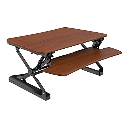 FlexiSpot M2 Height-Adjustable Standing Desk Riser, 35"W, Mahogany
