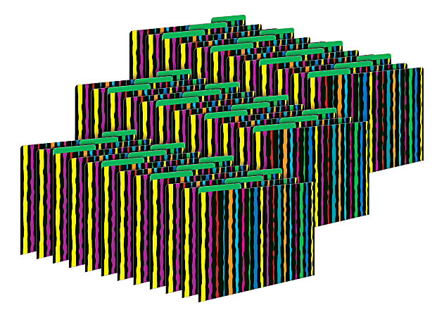 Barker Creek Tab File Folders, Letter Size, Neon Stripes, Pack Of 36 Folders