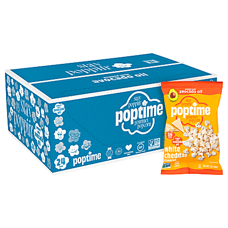 POPtime Avo White Cheddar Popcorn, 1 Oz, Total Qty 24