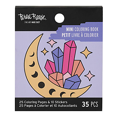 Brea Reese Mini Coloring Book, Celestial, 25 Sheets, 3" x 3", Total Qty 1