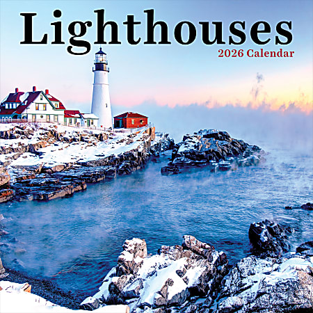 2026 TF Publishing Scenic Monthly Wall Calendar, 12” x 12”, Lighthouses, January To December