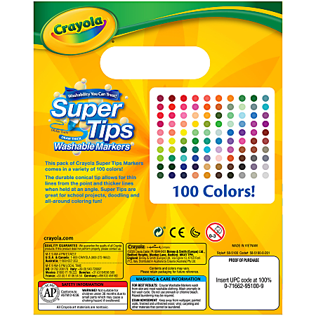 Super Tips Washable Markers, 100 Count Bulk, Crayola.com