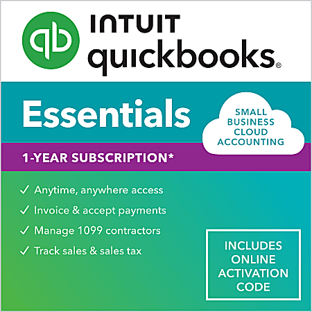 Quickbooks, Online Essentials 1YR, 2024, 1 Year Subscription, Mac/Windows Compatible, ESD