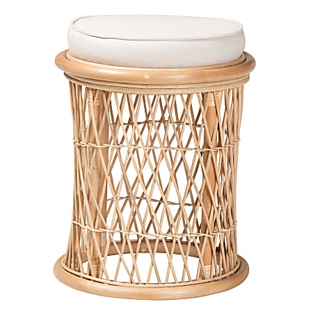 bali & pari Junius Natural Rattan Ottoman Footstool, 17-5/16”H x 15-7/16”W x 15-7/16”D, Natural