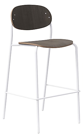 KFI Studios Tioga Laminate Barstool With Back, Dark Chestnut/White