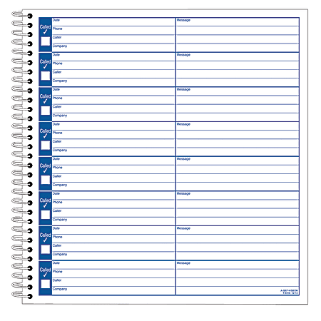 Adams® Voicemail Log Book, 8 1/4" x 8 1/2", 120 Pages, White/Canary Yellow