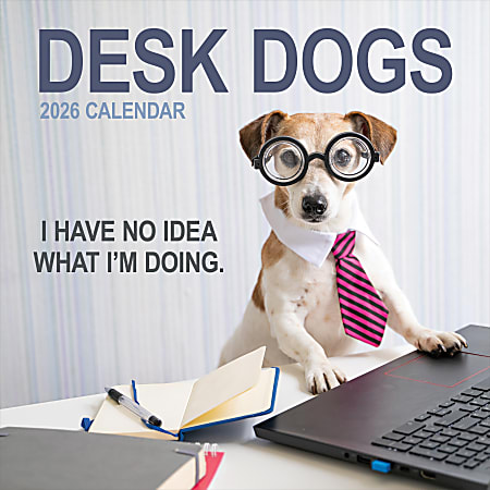2026 TF Publishing Humor Monthly Wall Calendar, 12” x 12”, Desk Dogs, January To December