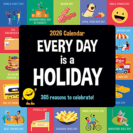 2026 TF Publishing Humor Monthly Wall Calendar, 12” x 12”, Every Day's A Holiday, January To December