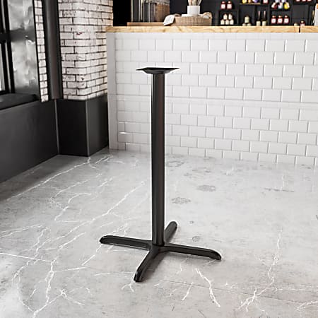 Flash Furniture Restaurant Table X-Base With 3''-Diameter Bar-Height Column, 42"H x 30"W x 30"D, Black