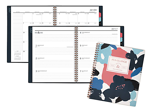 AT-A-GLANCE® Badge Collection 13-Month Academic Year Planner, 6 7/8" x 8 3/4", Floral, July 2019 to August 2020