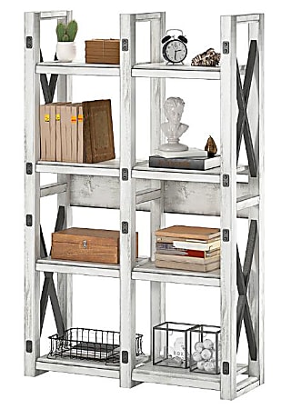 Ameriwood™ Home Wildwood 8-Shelf Bookcase/Room Divider, Distressed Whitewash