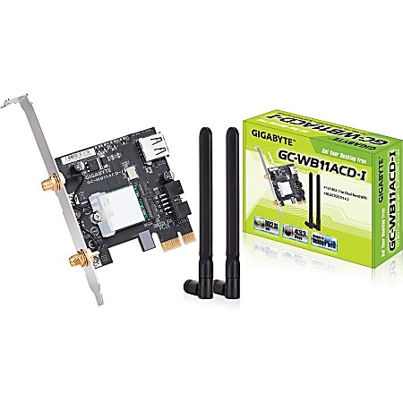 Gigabyte IEEE 802.11ac Bluetooth 4.2 Wi-Fi/Bluetooth Combo Adapter for Desktop Computer - PCI Express - 433 Mbit/s - Plug-in Card