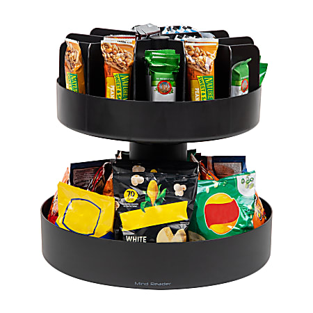Mind Reader 2-Tier Lazy Susan Countertop Organizer, 14”H x 14-1/4”W x 14-1/4”L, Black
