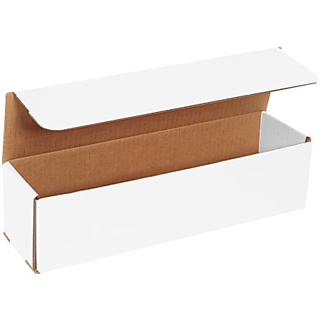 Partners Brand White Corrugated Mailers, 13 1/2" x 3 1/2" x 3 1/2", Pack Of 50