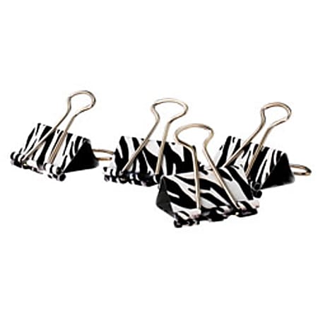 Office Depot® Brand Fashion Binder Clips, 1 1/4", Zebra Print, Box Of 12