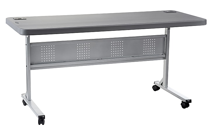 National Public Seating Flip-N-Store Table, 29-1/2"H x 24"W x 60"D, Charcoal Slate