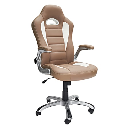 Techni Mobili RTA-3527-CM Faux Leather High-Back Executive Office Chair, Camel