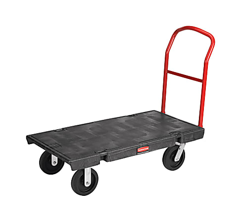 Rubbermaid Heavy-duty Platform Truck - Push Handle Handle - 1000 lb Capacity - 4 Casters - Resin, Metal, Hig - 443600BLA