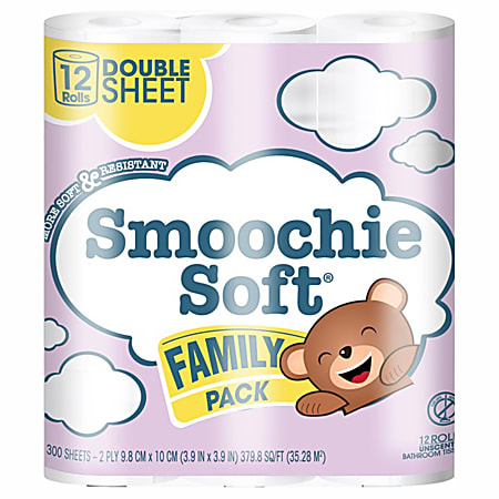 Smoochie Soft 2-Ply Bath Tissue, White, Total Qty 12