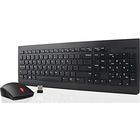 Lenovo Essential Wireless Keyboard and Mouse Combo - French Canadian 058 - USB Wireless RF - French (Canada) - USB Wireless RF - Laser - 1200 dpi - 5 Button - Symmetrical - AA - Compatible with Tablet, Notebook, Desktop Computer for Windows