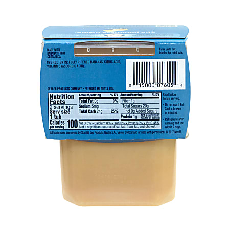 Gerber 2nd Foods Banana Baby Food 4 Oz 2 Tubs Per Pack Box Of 8 Packs Office Depot