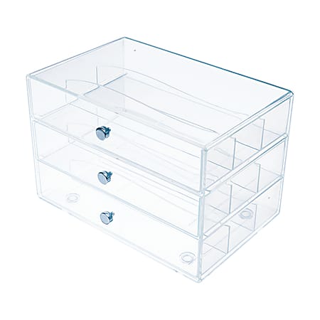 Deflecto Stackable Drawer Organizer, 6-13/16H x 12-1/2W x 12-1/2D, Clear