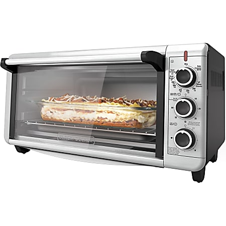 BlackDecker Extra Wide Toaster Oven 1500 W Toast Bake Broil Pizza Keep Warm Silver Office Depot