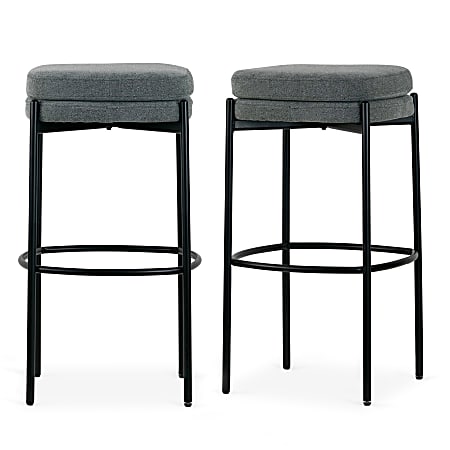 Glamour Home Avril Boucle Fabric Bar Stools, Gray/Black, Set Of 2 Stools