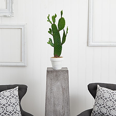 Nearly Natural Cactus 27 H Artificial Plant 27 H x 11 W x 6 D Green Office Depot