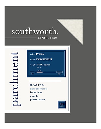 Southworth Parchment Specialty Paper 8 12 x 11 24 Lb Ivory Pack Of 100 -  Office Depot