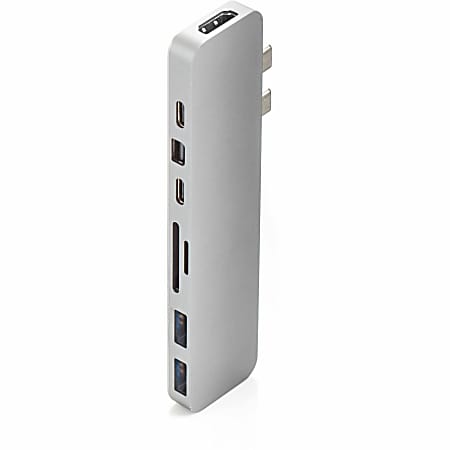 Hyper, HyperDrive PRO 8 in 2 USB C Hub, 7/16"H x 1 1/4"W x 5 3/16"D, Silver, GN28D_SILVER