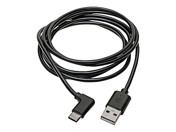 Tripp Lite USB 2.0 Hi-Speed Cable A to USB Type C USB C M/M Right-Angle 6ft 6' - 60 MB/s - 6 ft - 1 x Type A Male USB - 1 x Type C Male USB - Nickel Plated Connector - Gold Plated Contact - Black