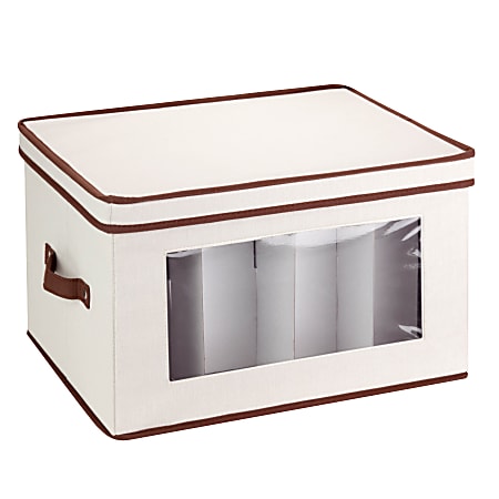 Honey-Can-Do Canvas Stemware Storage Chest, Medium Size, 8 1/2" x 14" x 18 1/2", Brown/Natural