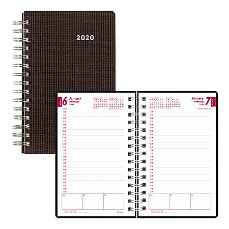 Brownline® Daily Planner, 8" x 5", Black, January 2020 to December 2020