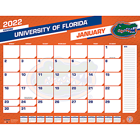 Lang Turner Licensing Monthly Desk Calendar, 22” x 17”, University Of Florida, January To December 2022