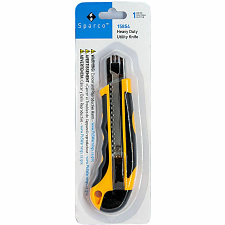 Sparco Cartridge Utility Knife, 6.5"H x 1.8"W x 0.5"L, Heavy Duty, Black