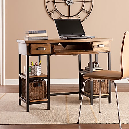 Lumisource Avery Mid Century Modern 45 W Writing Desk WalnutBlack - Office  Depot