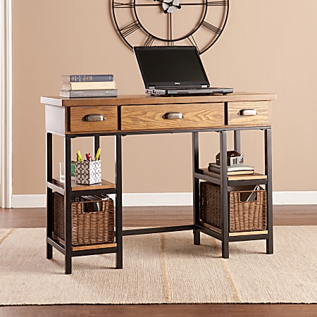 Southern Enterprises Desk, Black/Brown/Gray