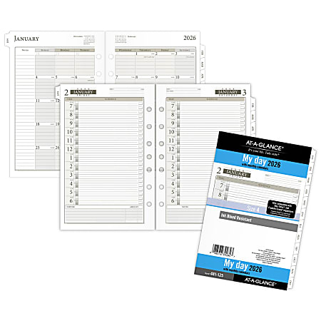 AT A GLANCE 2026 Daily Planner One Page Per Day Refill Loose Leaf Desk ...