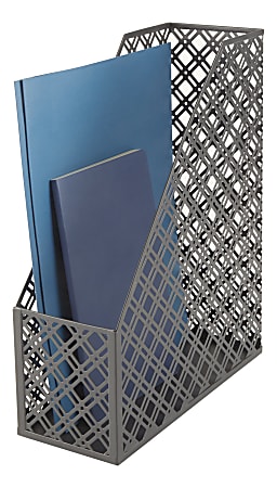 Realspace® Streya Cut-Metal Magazine File Holder, 12"H x 4"W x 9-7/8"D, Gray