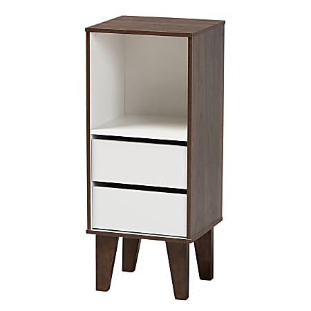 Baxton Studio 32"H Modern 2-Tone 2-Drawer Bookcase, White/Walnut