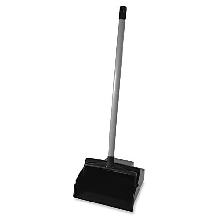 LobbyMaster Dustpan - 12" Wide - Polyvinyl Chloride (PVC) Handle - Black/Silver - 6 / Carton