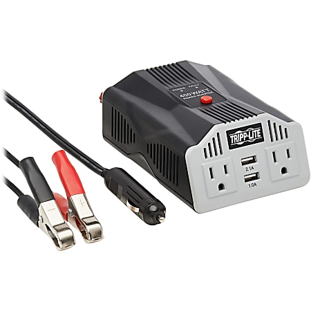 Eaton Tripp Lite Series Ultra-Compact Car Inverter 400W 12V DC to 120V AC 2 UBS Charging Ports 2 Outlets - PV400USB
