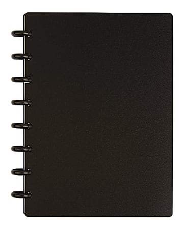 TUL® Discbound Notebook With Poly Cover, Junior Size, Narrow Ruled, 60 Sheets, Black