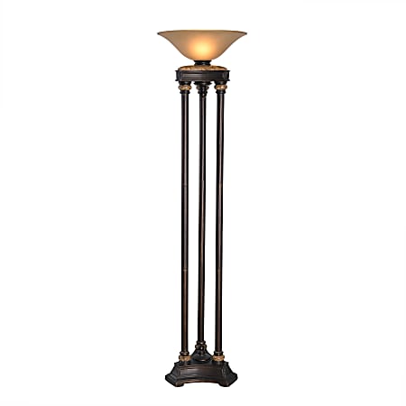 Kenroy Home Colossus 3-Pole Torchiere Floor Lamp, 72"H, Cream Shade/Oil Rubbed Bronze Base