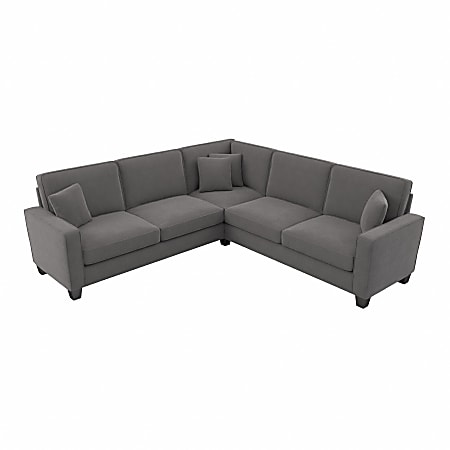 Bush® Furniture Stockton 99"W L-Shaped Sectional Couch, French Gray Herringbone Fabric, Standard Delivery