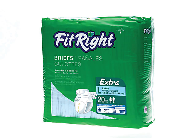 FitRight Extra Disposable Briefs Large BlueWhite 20 Briefs Per Bag Case ...