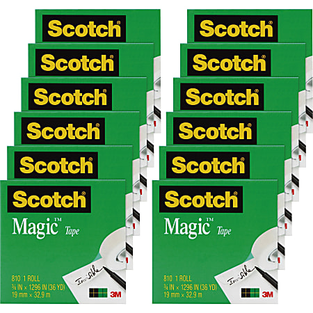 Scotch® Magic™ Tape, 0.75" x 36', Clear, Pack Of 12 Rolls