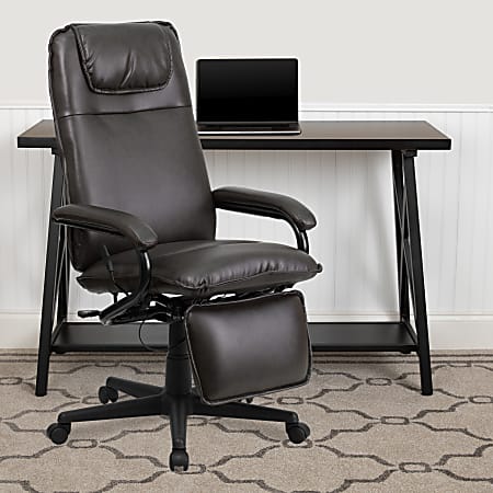 Flash Furniture Ergonomic LeatherSoft™ Faux Leather High-Back Reclining Swivel Chair, Brown/Black