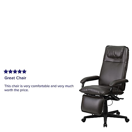 Flash Furniture Ergonomic LeatherSoft Faux Leather High Back Reclining Swivel Chair BrownBlack Office Depot